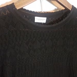 EUC Club Monaco pointelle black longsleeve top